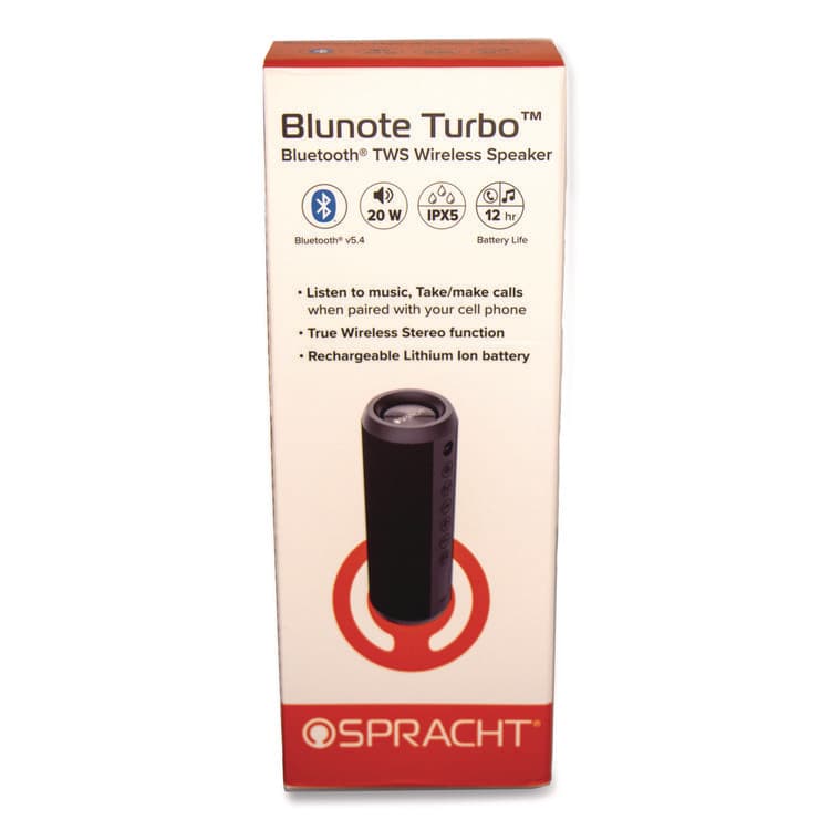 SPRACHT Blunote Turbo Wireless Speaker, Bluetooth, Black (SPTWS5010)