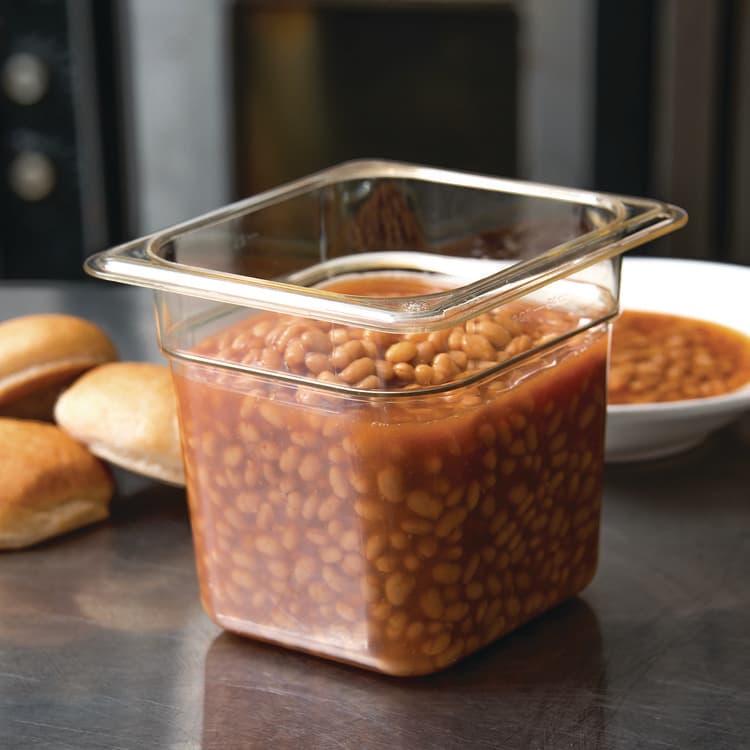 CFS BRANDS StorPlus High Heat Food Pan, 2.5 qt, 6.38 x 6.75 x 6, Amber, Plastic (CFS3088513) thumbnail 4