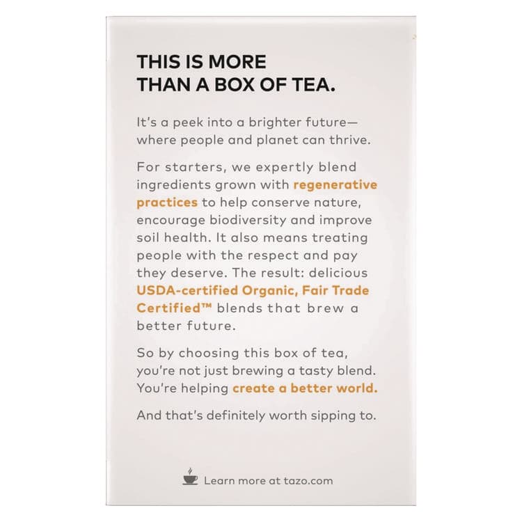 STARBUCKS COFFEE COMPANY Tea Bags, Organic Chai, 16/Box, 6 Boxes/Carton (TZO00305) thumbnail 3