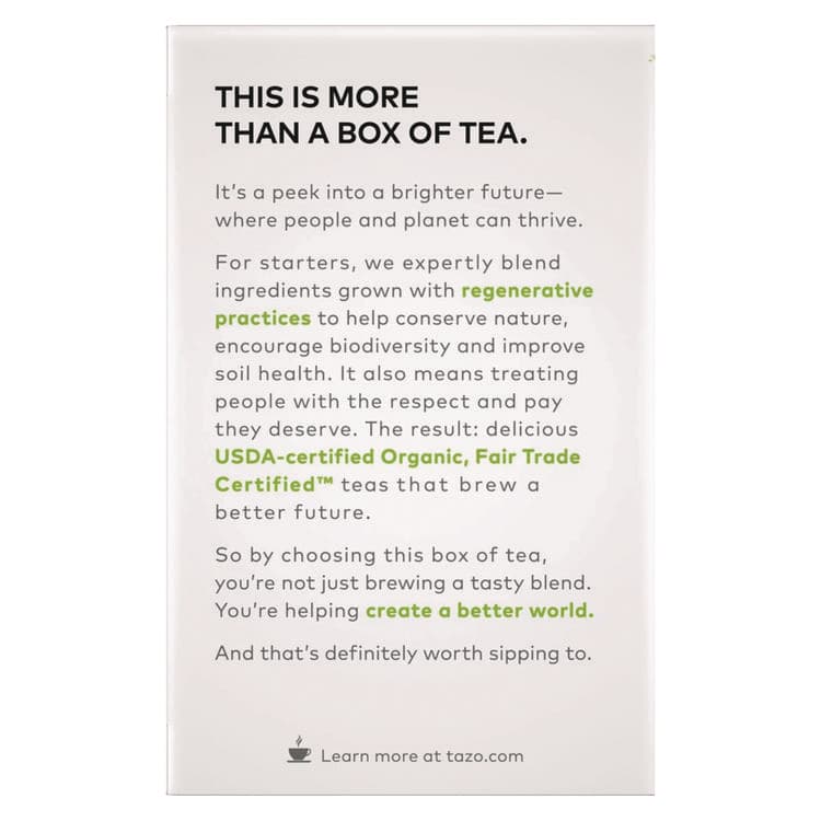 STARBUCKS COFFEE COMPANY Tea Bags, Organic Zen, 16/Box, 6 Boxes/Carton (TZO00309) thumbnail 3