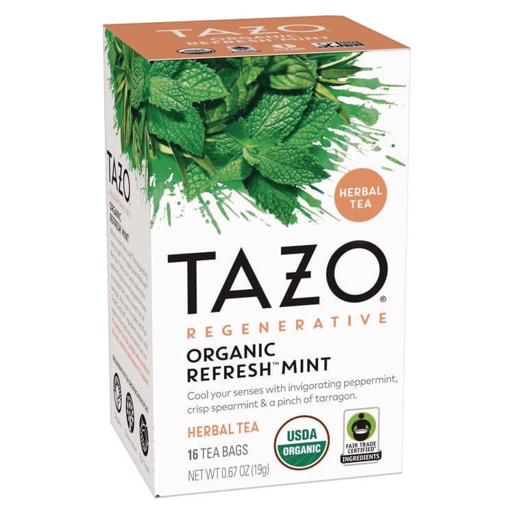 STARBUCKS COFFEE COMPANY Tea Bags, Organic Refresh Mint, 16/Box, 6 Boxes/Carton (TZO00350)