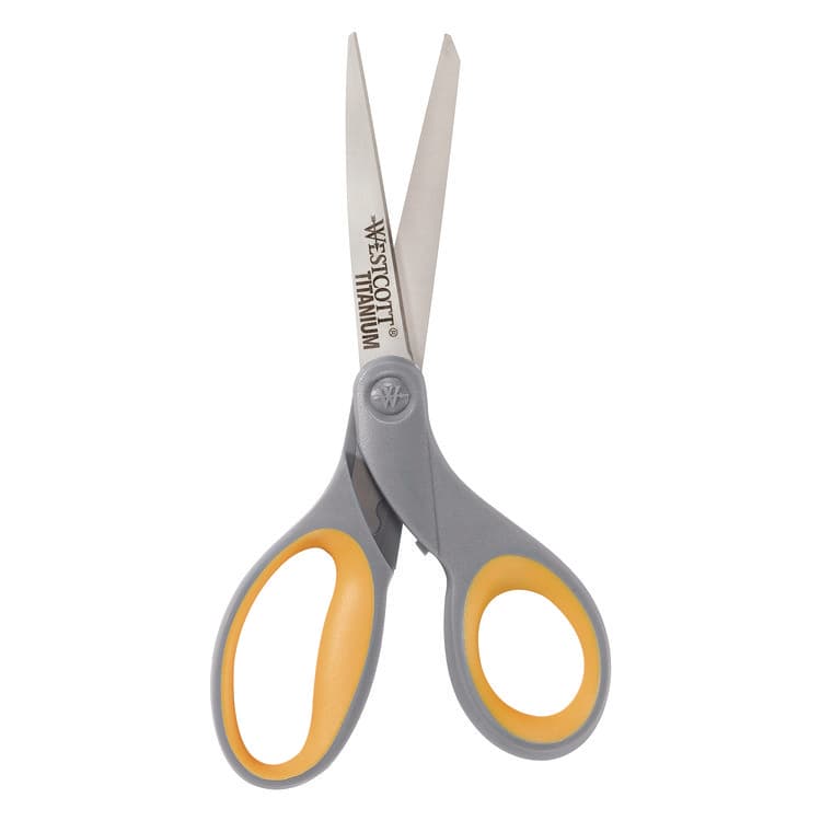 ACME UNITED CORPORATION Titanium Bonded Scissors, 8" Long, 3.5" Cut Length, Straight Gray/Yellow Handle, 3/Pack (ACM17532) thumbnail 3