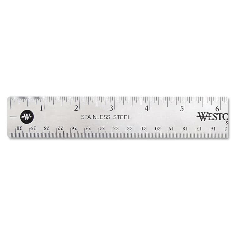 ACME UNITED CORPORATION Stainless Steel Office Ruler With Non Slip Cork Base, Standard/Metric, 12" Long (ACM10415)