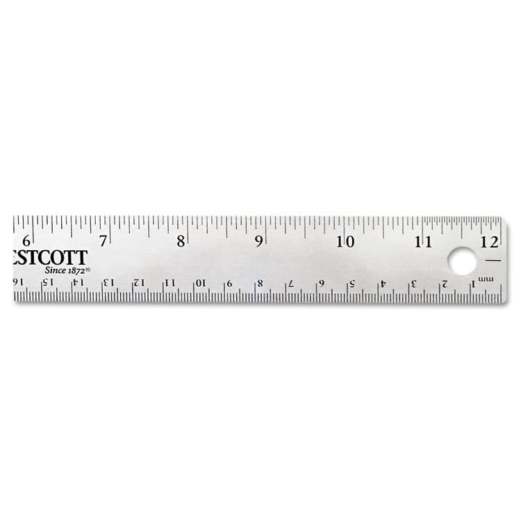 ACME UNITED CORPORATION Stainless Steel Office Ruler With Non Slip Cork Base, Standard/Metric, 12" Long (ACM10415) thumbnail 3