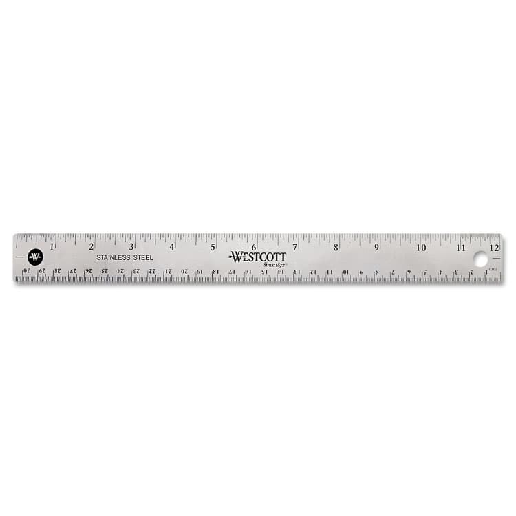ACME UNITED CORPORATION Stainless Steel Office Ruler With Non Slip Cork Base, Standard/Metric, 12" Long (ACM10415) thumbnail 2