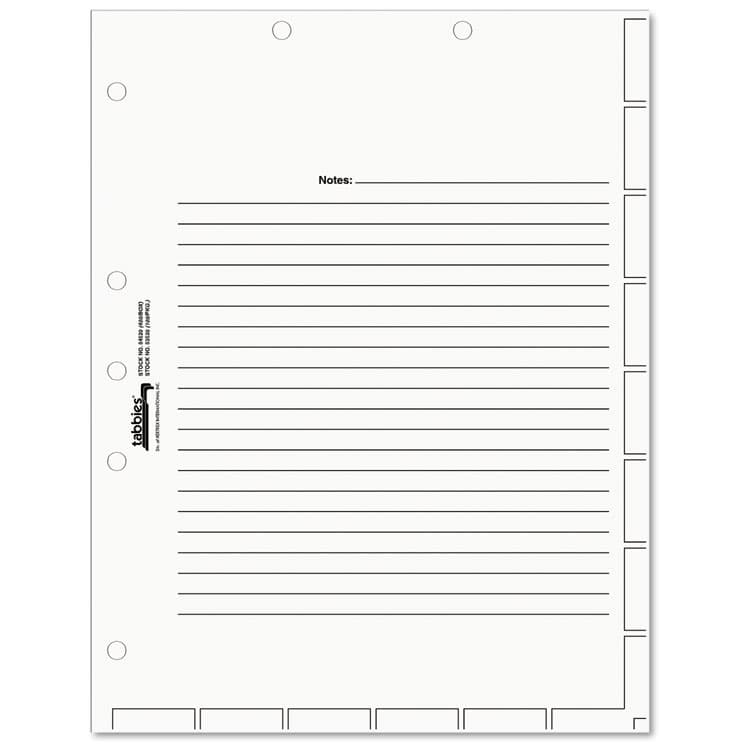 TABBIES Medical Chart Index Divider Sheets, Untabbed, 11 x 8.5, White, 400/Box (TAB54520)