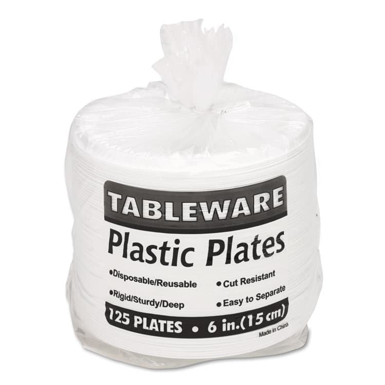 TABLEMATE PRODUCTS, CO. Plastic Dinnerware, Plates, 6" dia, White, 125/Pack (TBL6644WH) thumbnail 3