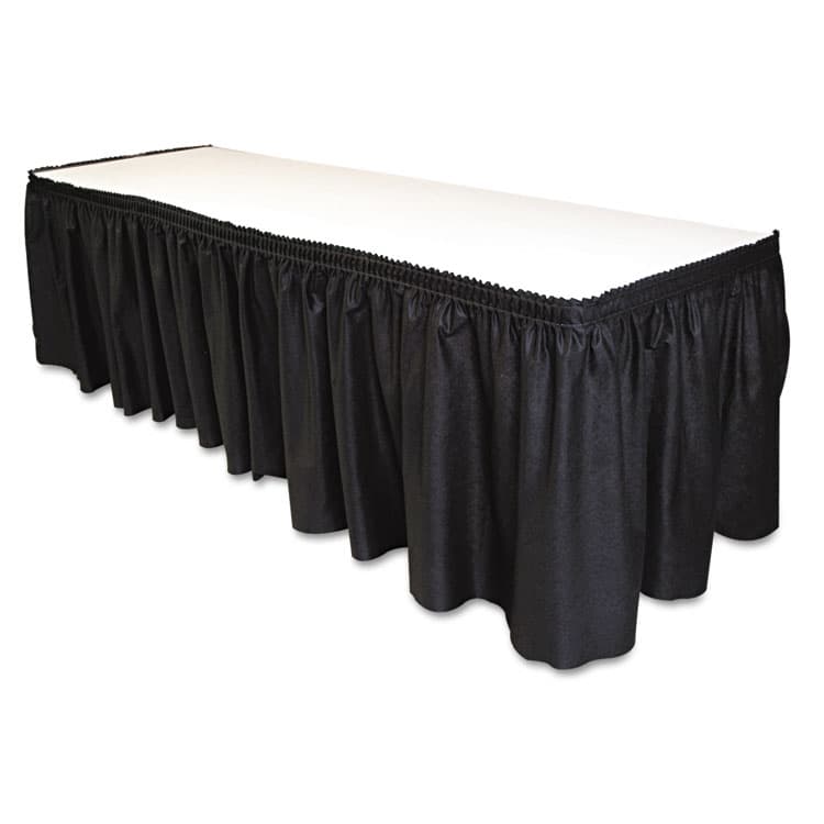 TABLEMATE PRODUCTS, CO. Table Set Linen-Like Table Skirting, Polyester, 29" x 14 ft, Black (TBLLS2914BK)