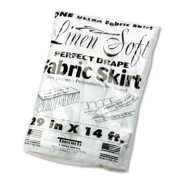 TABLEMATE PRODUCTS, CO. Table Set Linen-Like Table Skirting, Polyester, 29" x 14 ft, White (TBLLS2914WH)