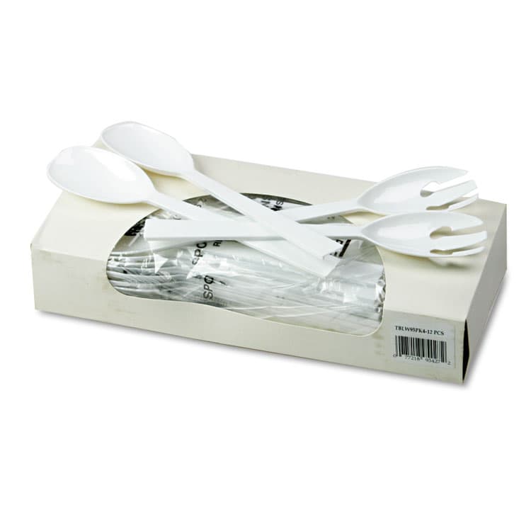 TABLEMATE PRODUCTS, CO. Table Set Plastic Serving Forks and Spoons, 9.5", White, 48/Pack (TBLW95PK4) thumbnail 2
