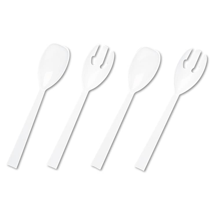 TABLEMATE PRODUCTS, CO. Table Set Plastic Serving Forks and Spoons, 9.5", White, 48/Pack (TBLW95PK4)