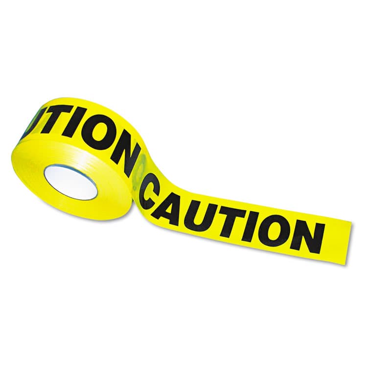 TATCO Caution Barricade Safety Tape, 3" x 1,000 ft, Black/Yellow (TCO10700) thumbnail 2