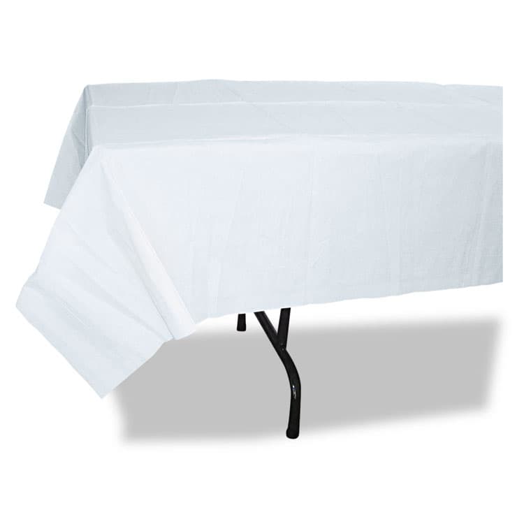 TATCO Paper Table Cover, Embossed Paper with Plastic Liner, 54" x 108", White, 20/Carton (TCO31108) thumbnail 2