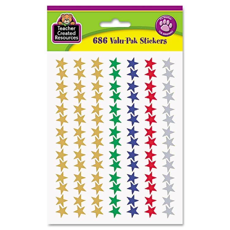 TEACHER CREATED RESOURCES Sticker Valu-Pak, Foil Stars, 686/Pack (TCR6644)