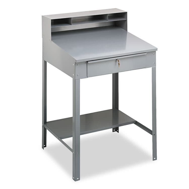 TENNSCO Open Steel Shop Desk, 34.5" x 29" x 53.75", Medium Gray (TNNSR57MG)