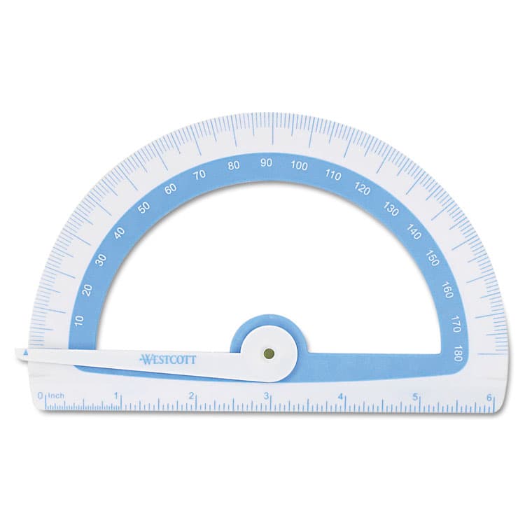 ACME UNITED CORPORATION Soft Touch School Protractor with Antimicrobial Product Protection, Plastic, 6" Ruler Edge, Assorted Colors (ACM14376)