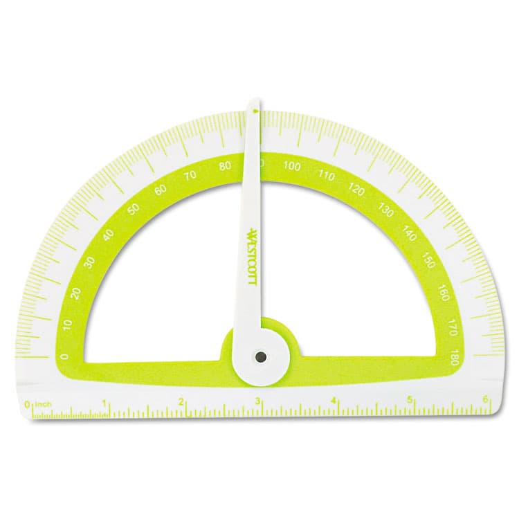 ACME UNITED CORPORATION Soft Touch School Protractor with Antimicrobial Product Protection, Plastic, 6" Ruler Edge, Assorted Colors (ACM14376) thumbnail 3
