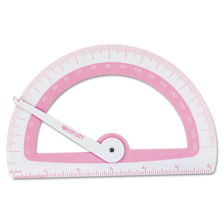 ACME UNITED CORPORATION Soft Touch School Protractor with Antimicrobial Product Protection, Plastic, 6" Ruler Edge, Assorted Colors (ACM14376) thumbnail 2