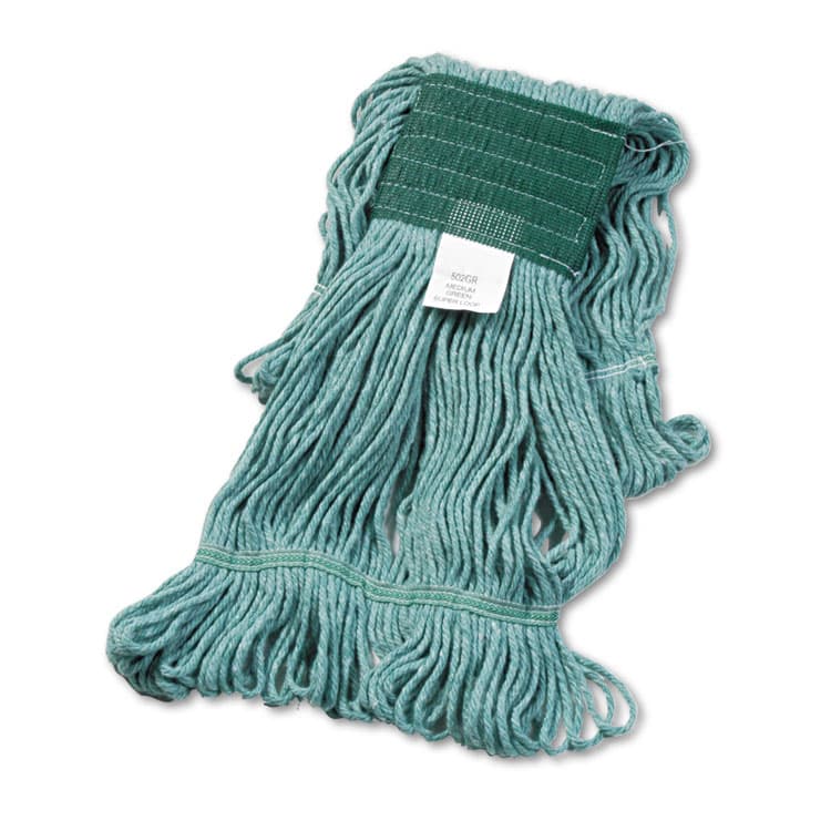 BOARDWALK Super Loop Wet Mop Head, Cotton/Synthetic Fiber, 5" Headband, Medium Size, Green, 12/Carton (BWK502GNCT)
