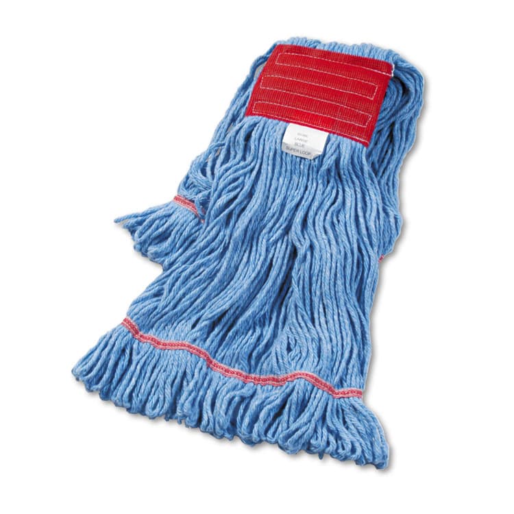 BOARDWALK Super Loop Wet Mop Head, Cotton/Synthetic Fiber, 5" Headband, Large Size, Blue, 12/Carton (BWK503BLCT)