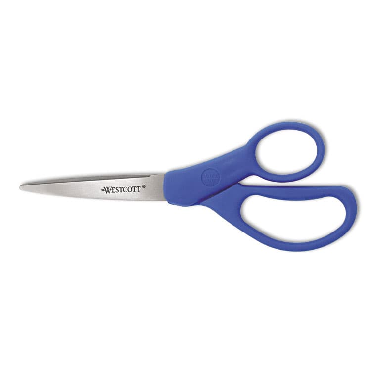 ACME UNITED CORPORATION Preferred Line Stainless Steel Scissors, 7" Long, 3.25" Cut Length, Straight Blue Handle (ACM43217)