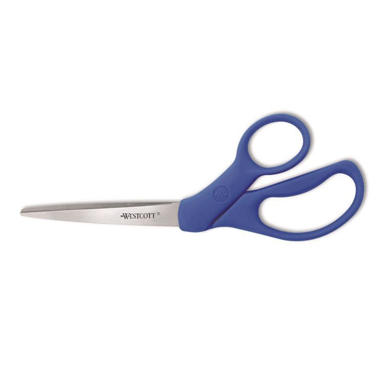 ACME UNITED CORPORATION Preferred Line Stainless Steel Scissors, 8" Long, 3.5" Cut Length, Offset Blue Handle (ACM43218)