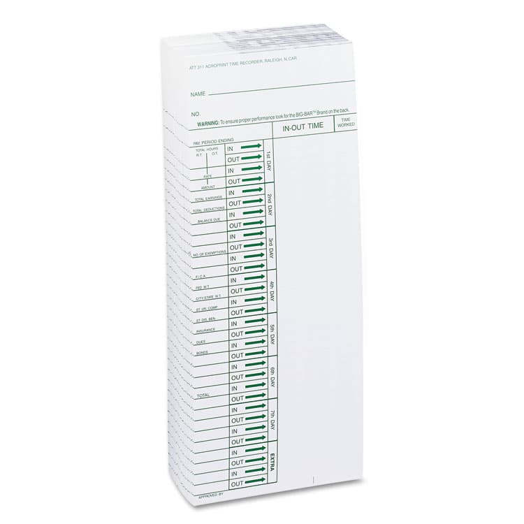 ACRO PRINT TIME RECORDER Time Clock Cards for Acroprint ATT310, One Side, 4 x 10, 200/Pack (ACP096103080) thumbnail 4