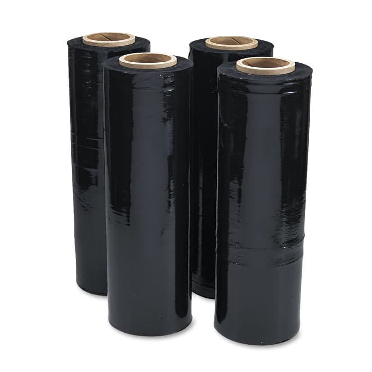 UNIVERSAL OFFICE PRODUCTS Black Stretch Film, 18" x 1,500 ft Roll, 20 mic (80-Gauge), 4/Carton (UNV62120)
