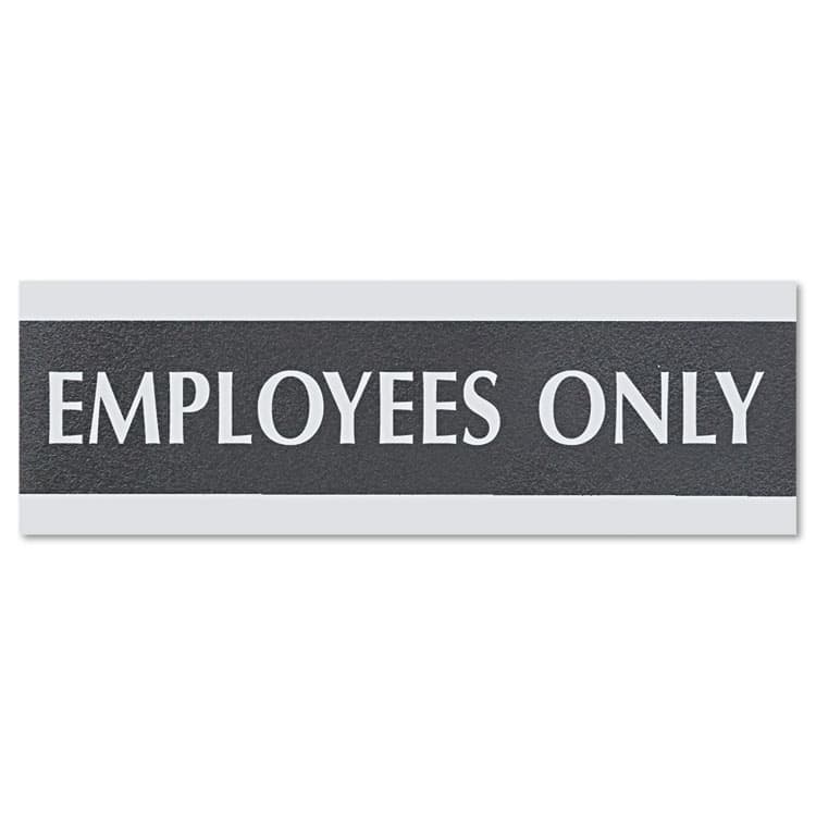 U. S. STAMP & SIGN Century Series Office Sign, EMPLOYEES ONLY, 9 x 3, Black/Silver (USS4760)