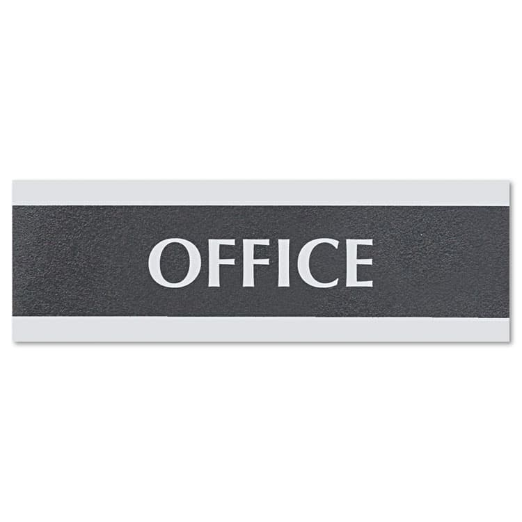 U. S. STAMP & SIGN Century Series Office Sign, OFFICE, 9 x 3, Black/Silver (USS4762)